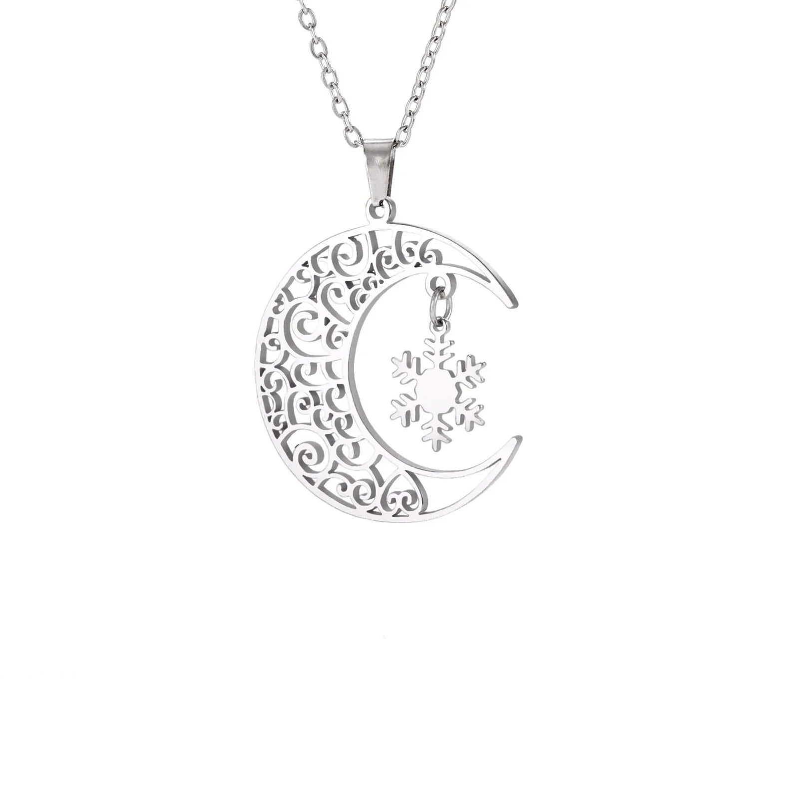 Lucktune Damen-Anhänger Halbmond und Stern, silberfarben – Himmlischer Schmuck