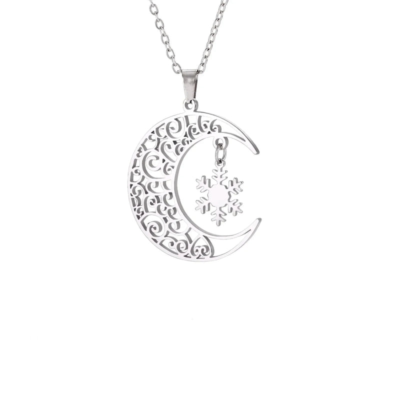 Lucktune Damen-Anhänger Halbmond und Stern, silberfarben – Himmlischer Schmuck