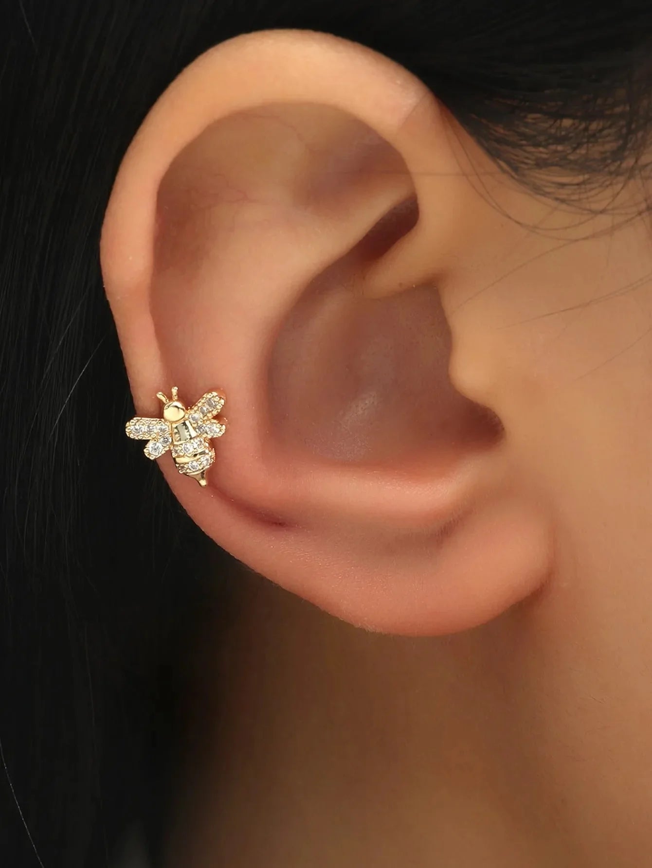 Ohrstecker mit Kristallbienen - Goldfarbener Modeschmuck mit Insektenmotiv