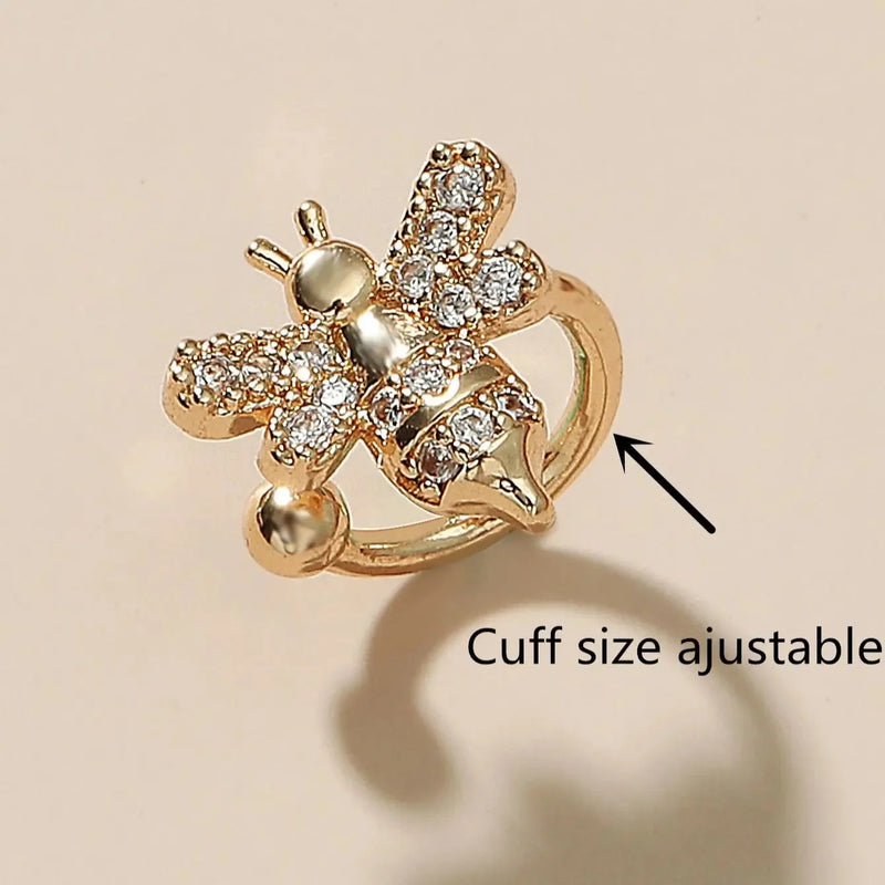 Ohrstecker mit Kristallbienen - Goldfarbener Modeschmuck mit Insektenmotiv