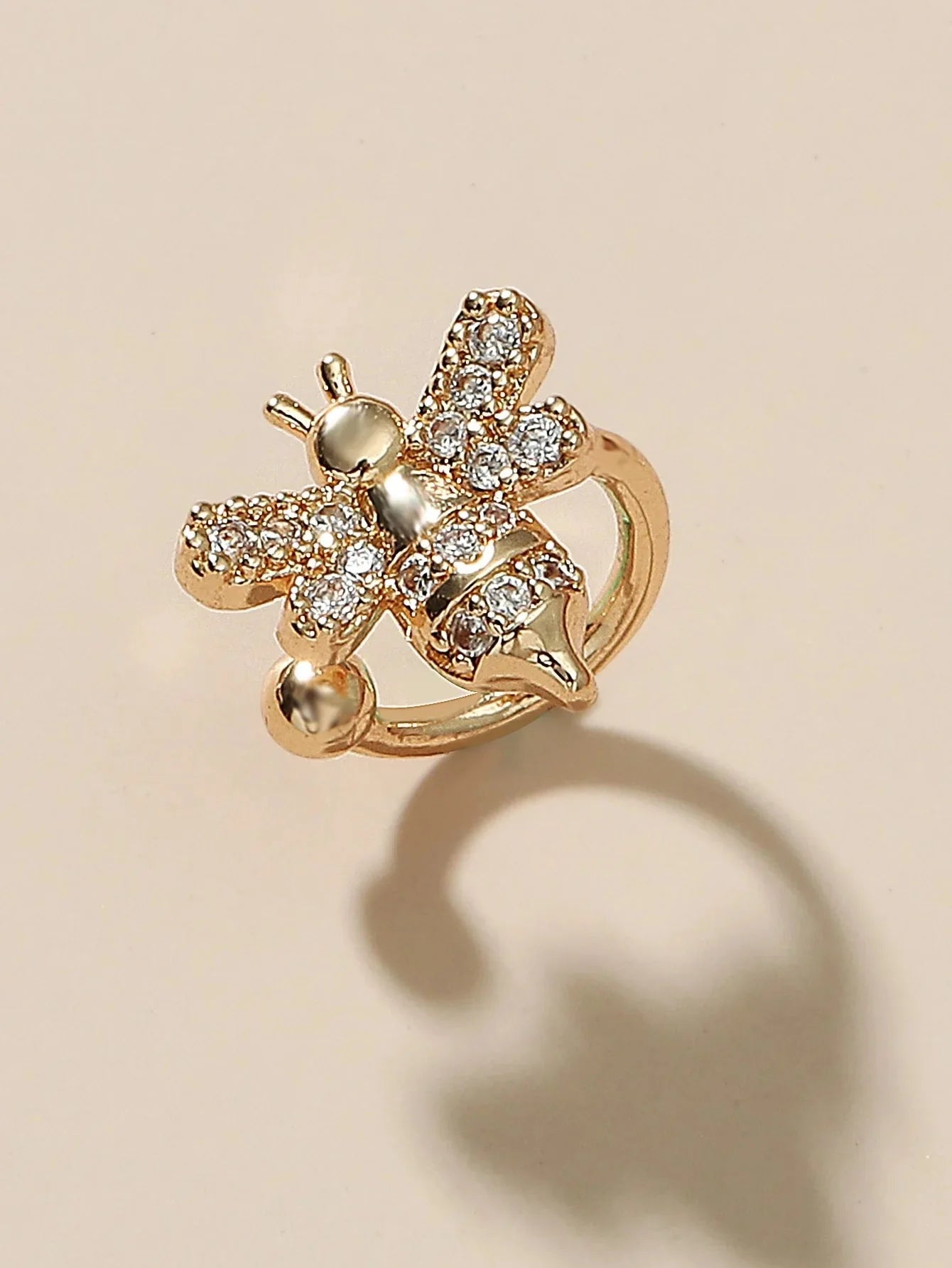 Ohrstecker mit Kristallbienen - Goldfarbener Modeschmuck mit Insektenmotiv