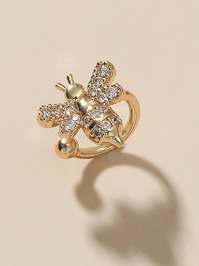 Ohrstecker mit Kristallbienen - Goldfarbener Modeschmuck mit Insektenmotiv