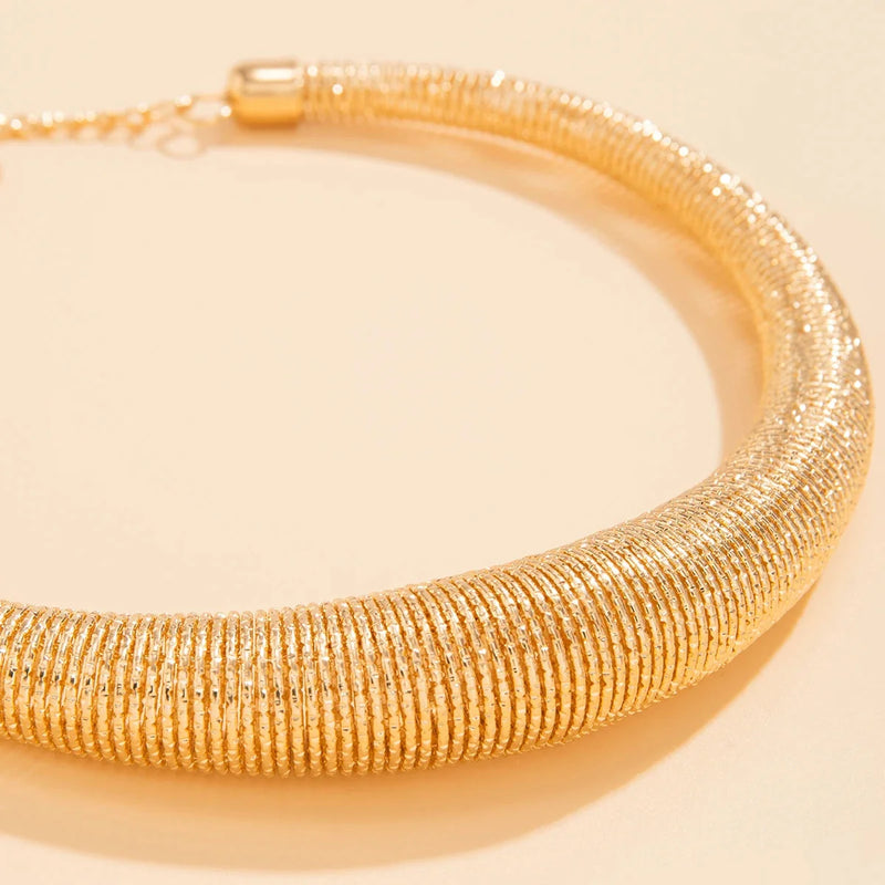 Gold/Silber Mesh Choker | Elegante breite strukturierte Statement-Kette