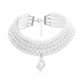 Luxuriöse mehrreihige Perlenkette mit Barock-Anhänger | Braut-Choker