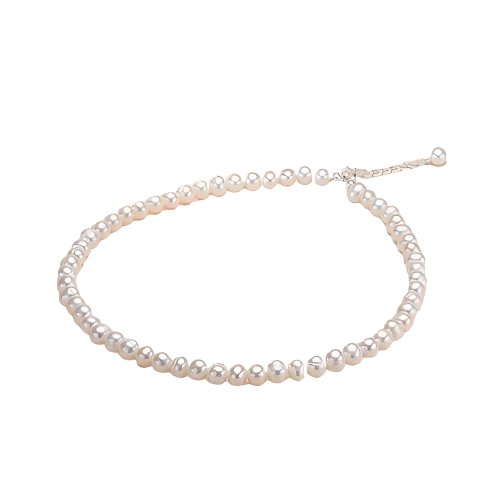 Luxuriöse Halskette aus weißen Süßwasserperlen – Hochglänzender Brautschmuck