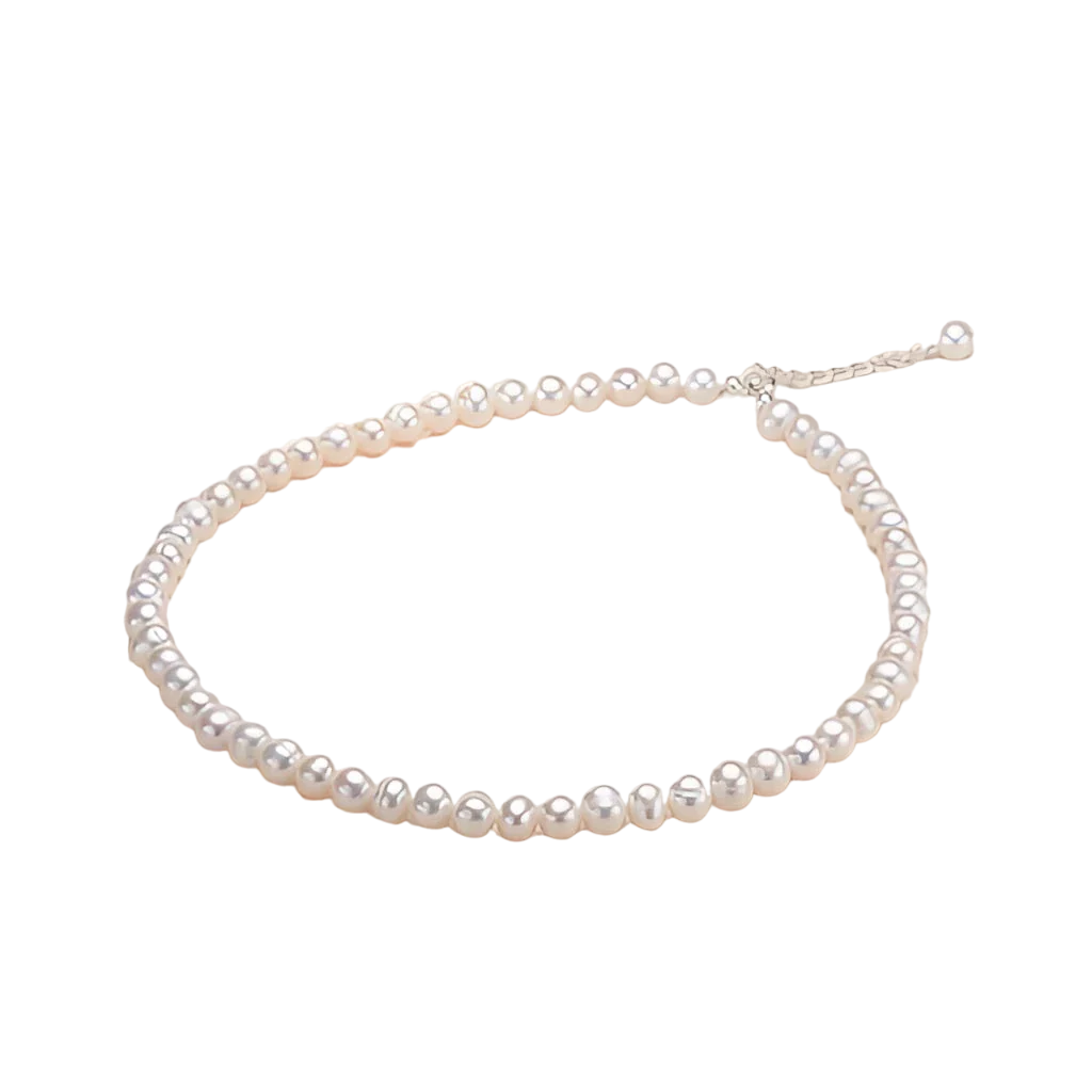 Luxuriöse Halskette aus weißen Süßwasserperlen – Hochglänzender Brautschmuck