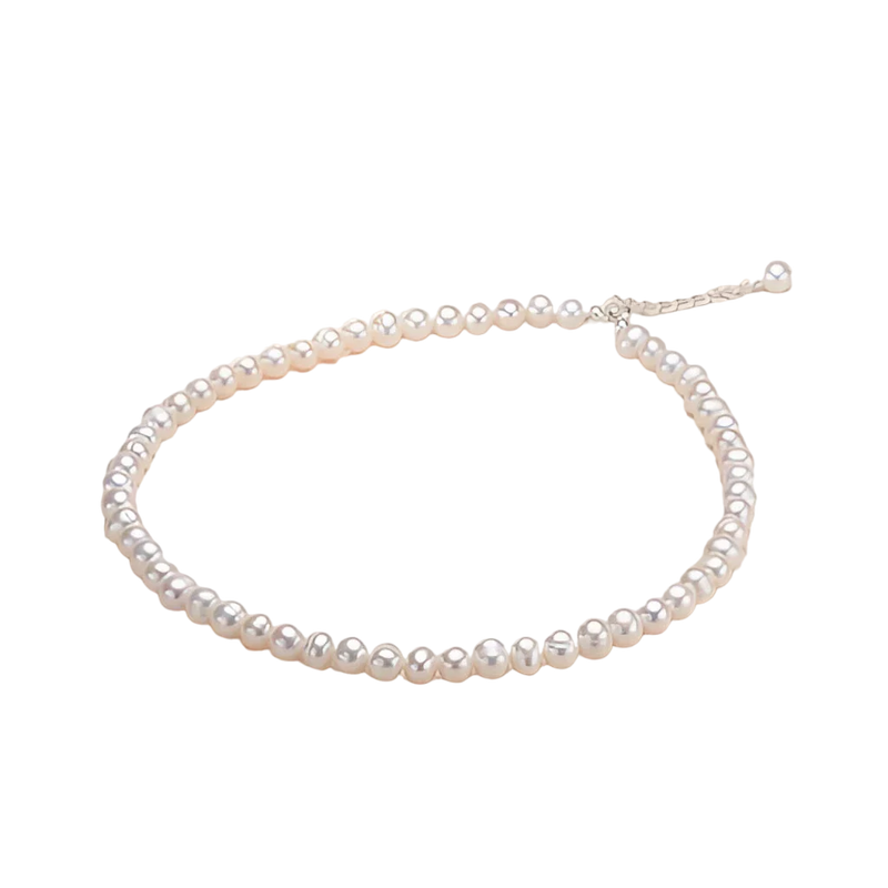 Luxuriöse Halskette aus weißen Süßwasserperlen – Hochglänzender Brautschmuck