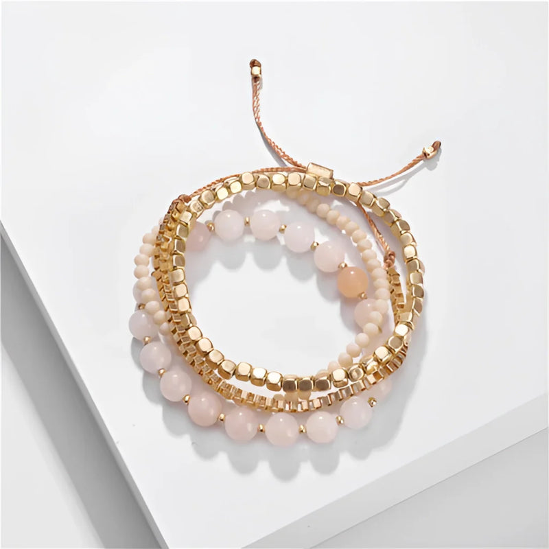 Marmor & Gold Lagenarmband - Schickes Stapelarmband