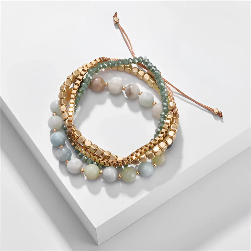 Marmor & Gold Lagenarmband - Schickes Stapelarmband