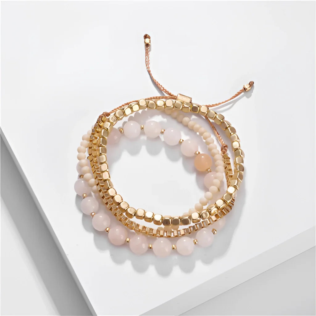 Marmor & Gold Lagenarmband - Schickes Stapelarmband