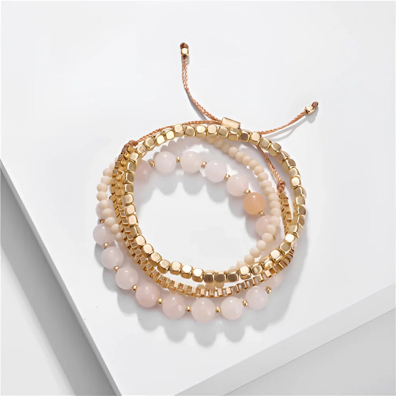 Marmor & Gold Lagenarmband - Schickes Stapelarmband