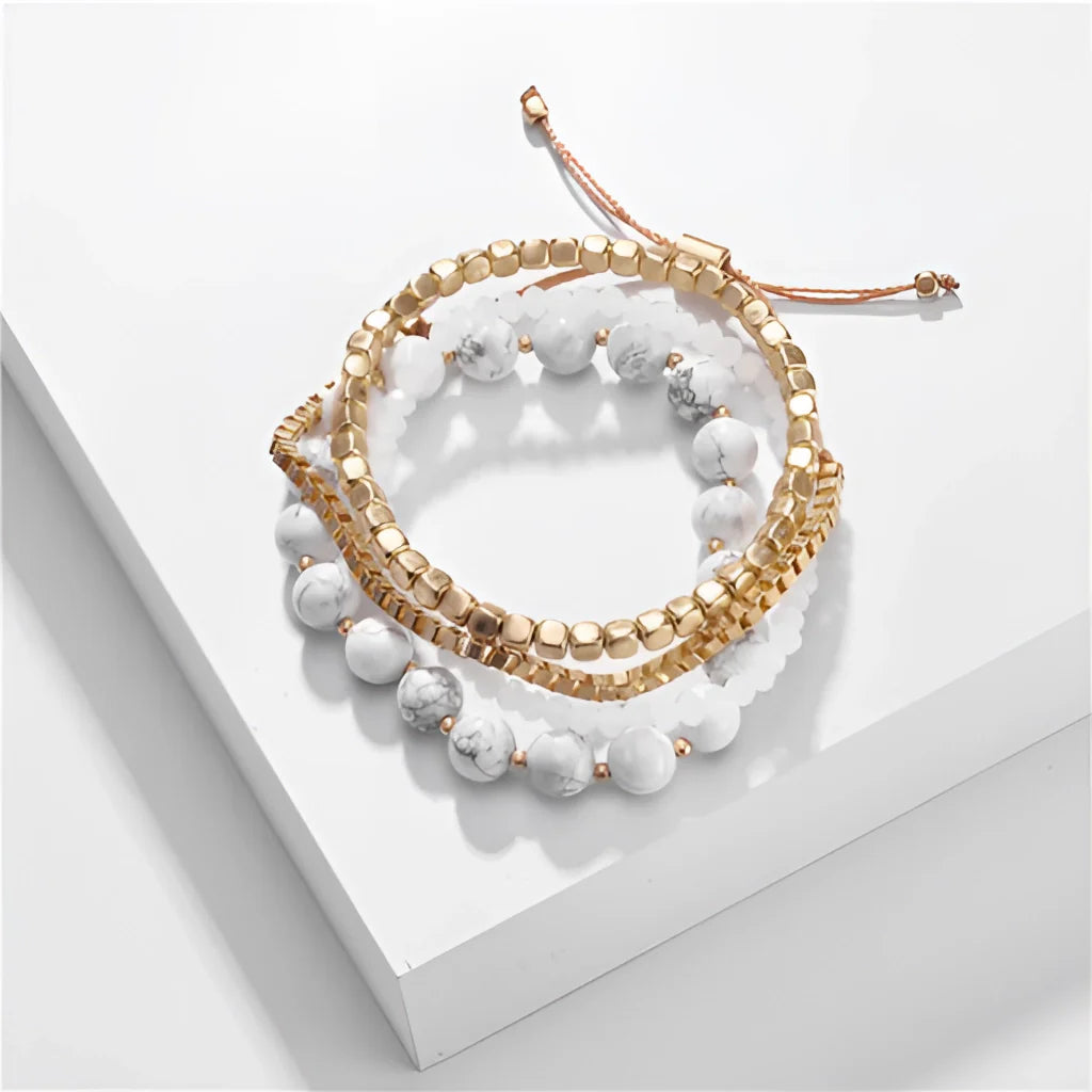 Marmor & Gold Lagenarmband - Schickes Stapelarmband