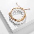 Marmor & Gold Lagenarmband - Schickes Stapelarmband