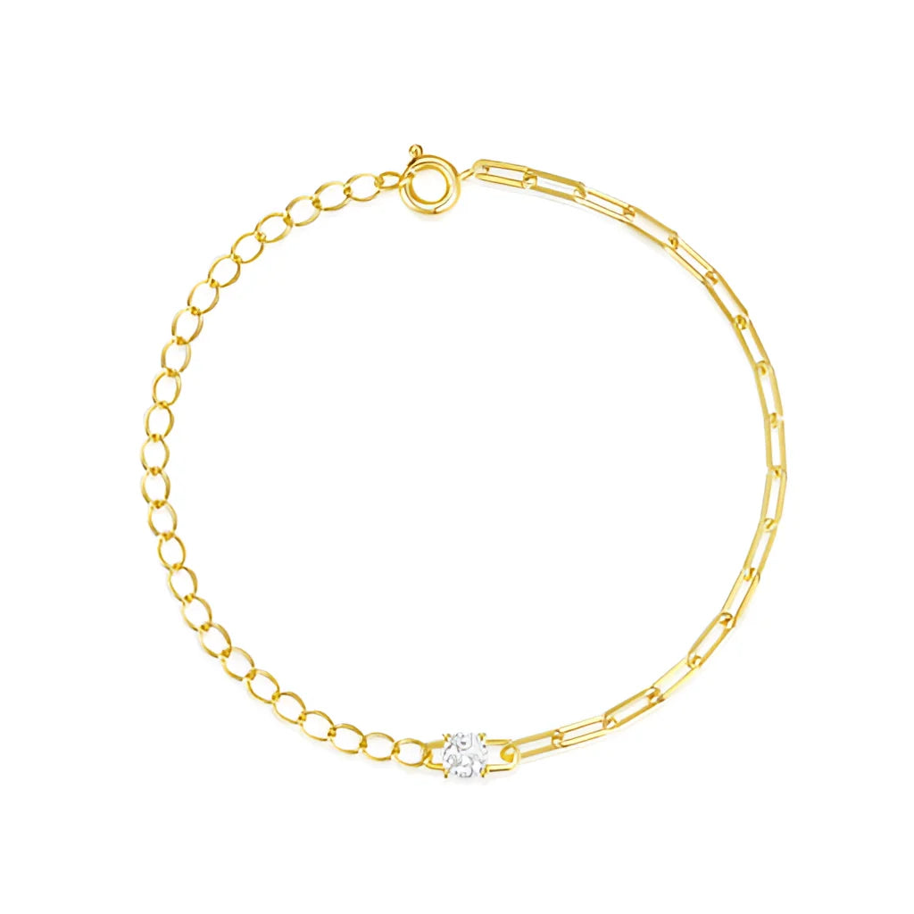 Luxuriöses Damen-Goldkettenarmband mit blauem Topas – verstellbarer Verschluss