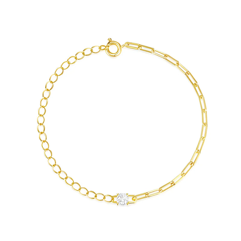 Luxuriöses Damen-Goldkettenarmband mit blauem Topas – verstellbarer Verschluss