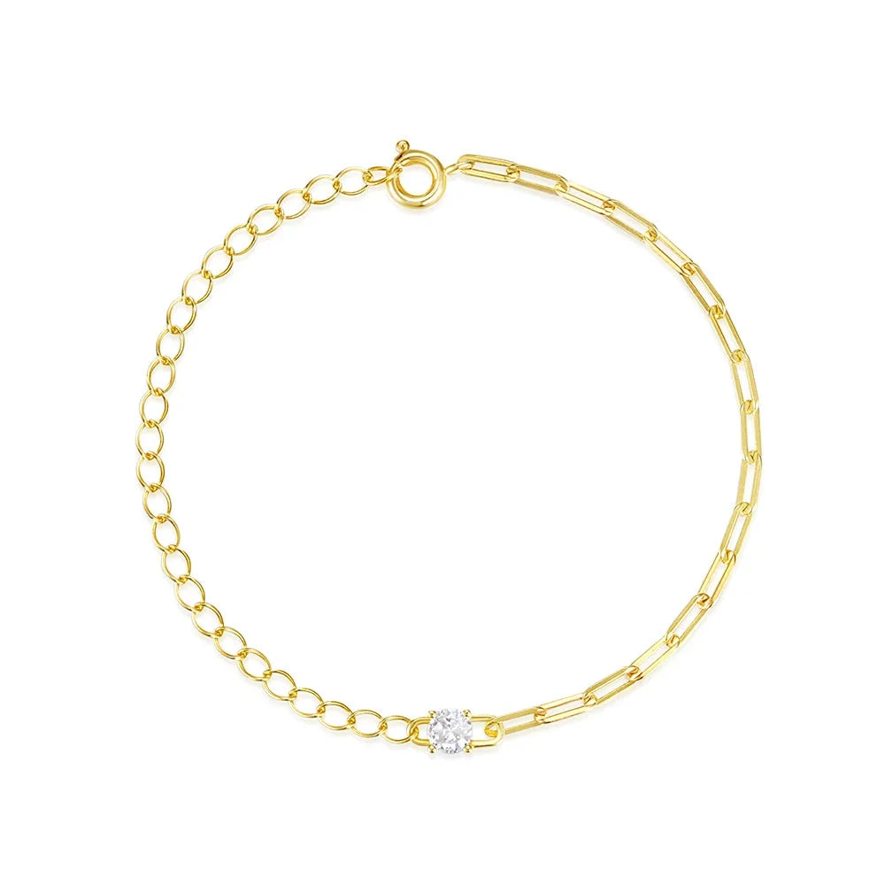 Luxuriöses Damen-Goldkettenarmband mit blauem Topas – verstellbarer Verschluss
