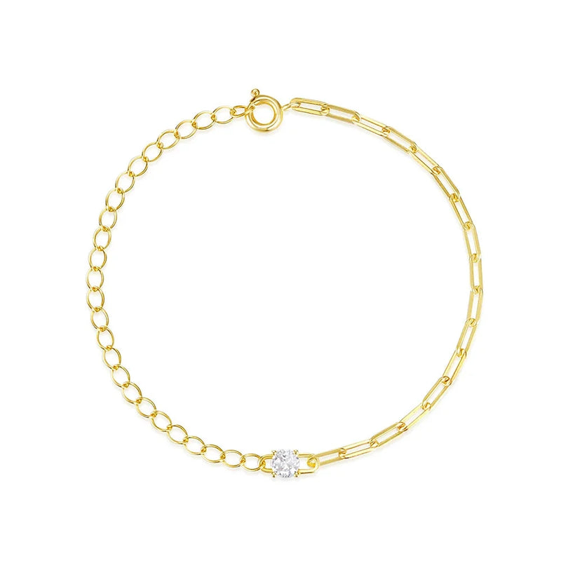 Luxuriöses Damen-Goldkettenarmband mit blauem Topas – verstellbarer Verschluss