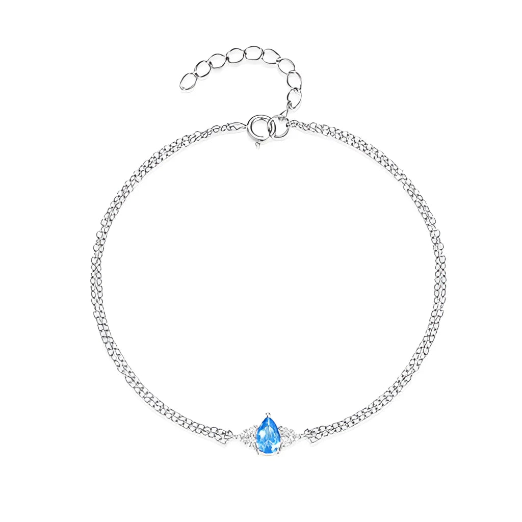 Luxuriöses Damen-Goldkettenarmband mit blauem Topas – verstellbarer Verschluss