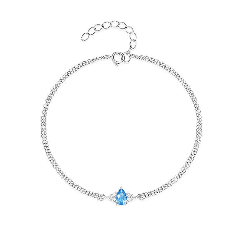 Luxuriöses Damen-Goldkettenarmband mit blauem Topas – verstellbarer Verschluss