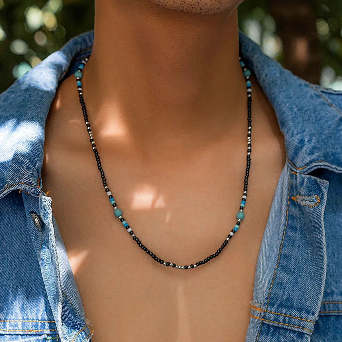 Boho Türkis Perlenkette - Verstellbarer Surfer Style