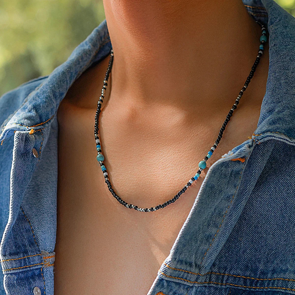 Boho Türkis Perlenkette - Verstellbarer Surfer Style