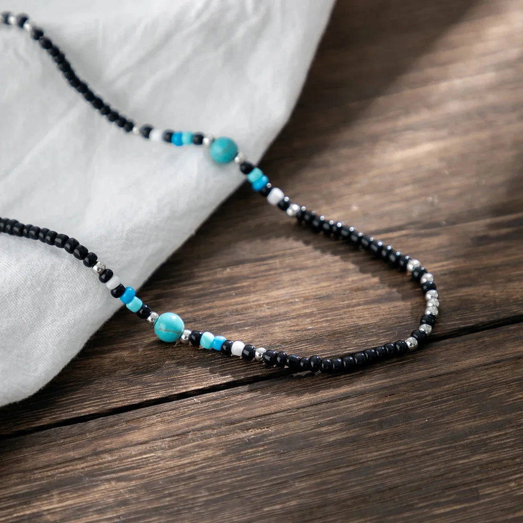 Boho Türkis Perlenkette - Verstellbarer Surfer Style