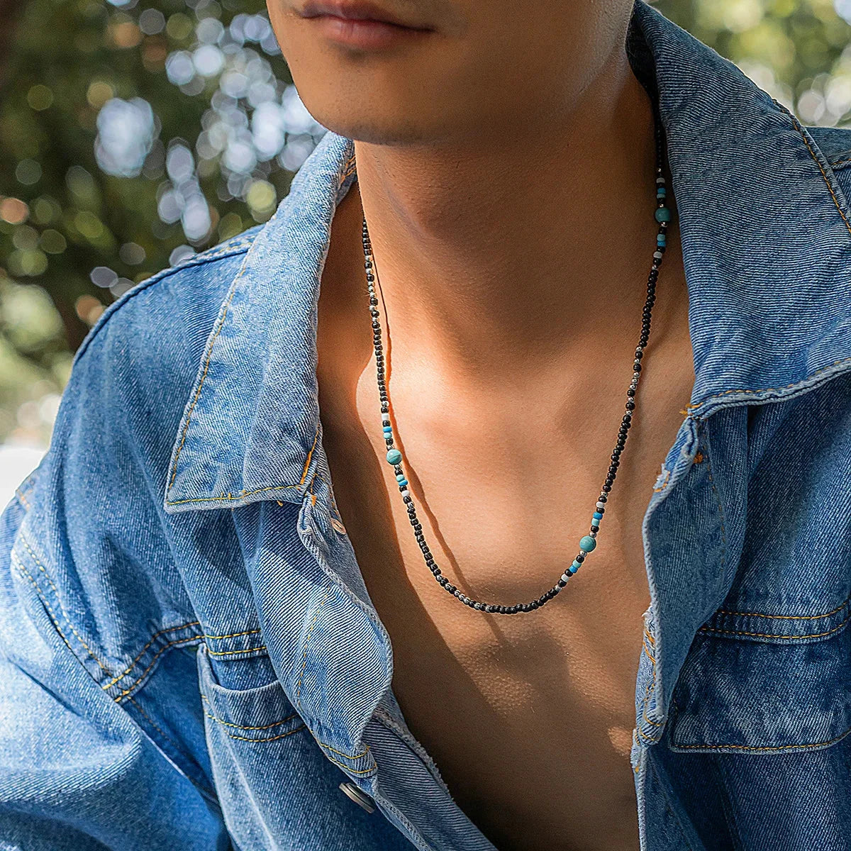 Boho Türkis Perlenkette - Verstellbarer Surfer Style