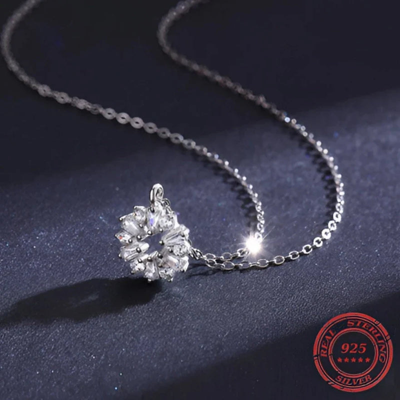 Modian Halskette mit Schneeflocken-Anhänger aus 925er Sterlingsilber, mit Kristallen verziert