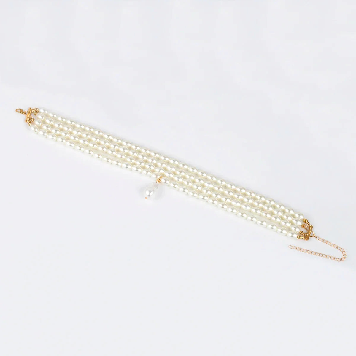 Optimierte Luxus-Brautkette mit mehrreihigen Barockperlen