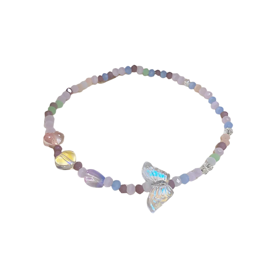 Pastell Schmetterling Charm Armband - verstellbar schillernde Perlen Kristall