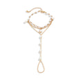 Perlen-Handkettenarmband - Goldfarbener Brautschmuck für Damen, verstellbarer Luxus