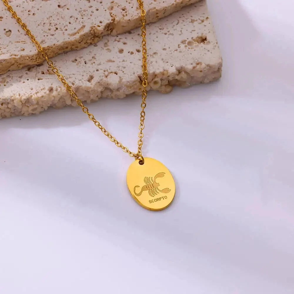 Personalisierte goldene Halskette mit Sternzeichen-Anhänger – individueller Astrologie-Schmuck