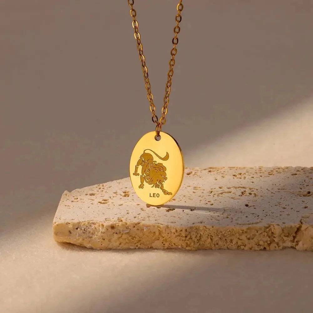 Personalisierte goldene Halskette mit Sternzeichen-Anhänger – individueller Astrologie-Schmuck