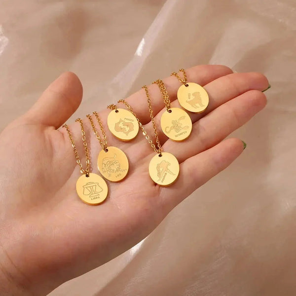 Personalisierte goldene Halskette mit Sternzeichen-Anhänger – individueller Astrologie-Schmuck