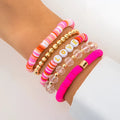 Rosa Perlenarmband mit Liebesbrief - Stapelbarer Sommerschmuck