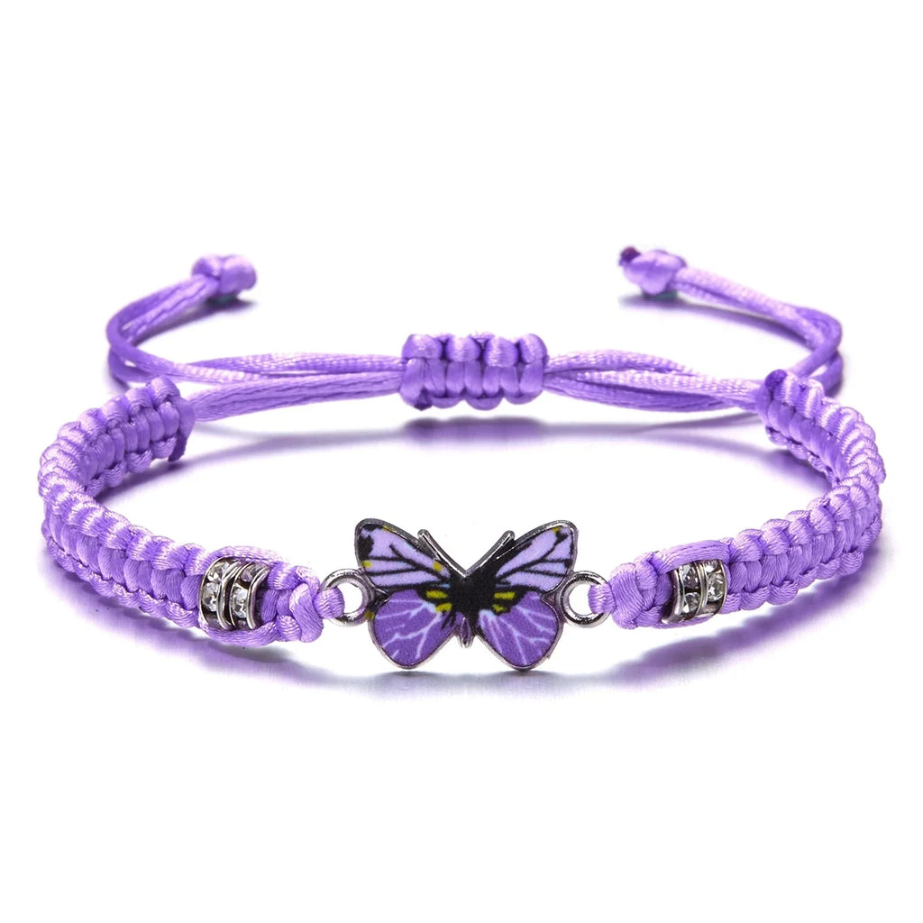 Lila Schmetterlings-Charm-Armband – Verstellbarer handgefertigter Lavendelschmuck für Frauen
