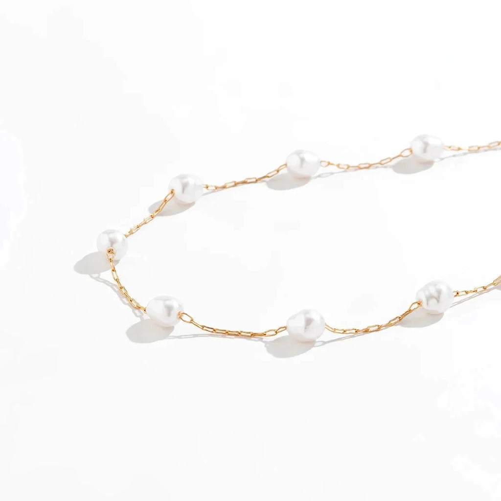 Halskette mit Perlenanhänger aus echtem Gold – elegant, verstellbar, ideal als Geschenk