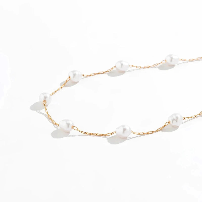 Halskette mit Perlenanhänger aus echtem Gold – elegant, verstellbar, ideal als Geschenk