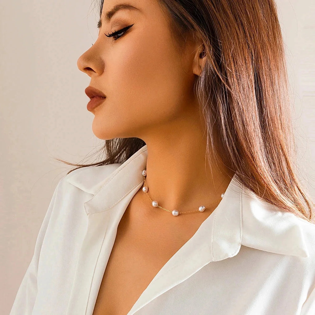 Halskette mit Perlenanhänger aus echtem Gold – elegant, verstellbar, ideal als Geschenk