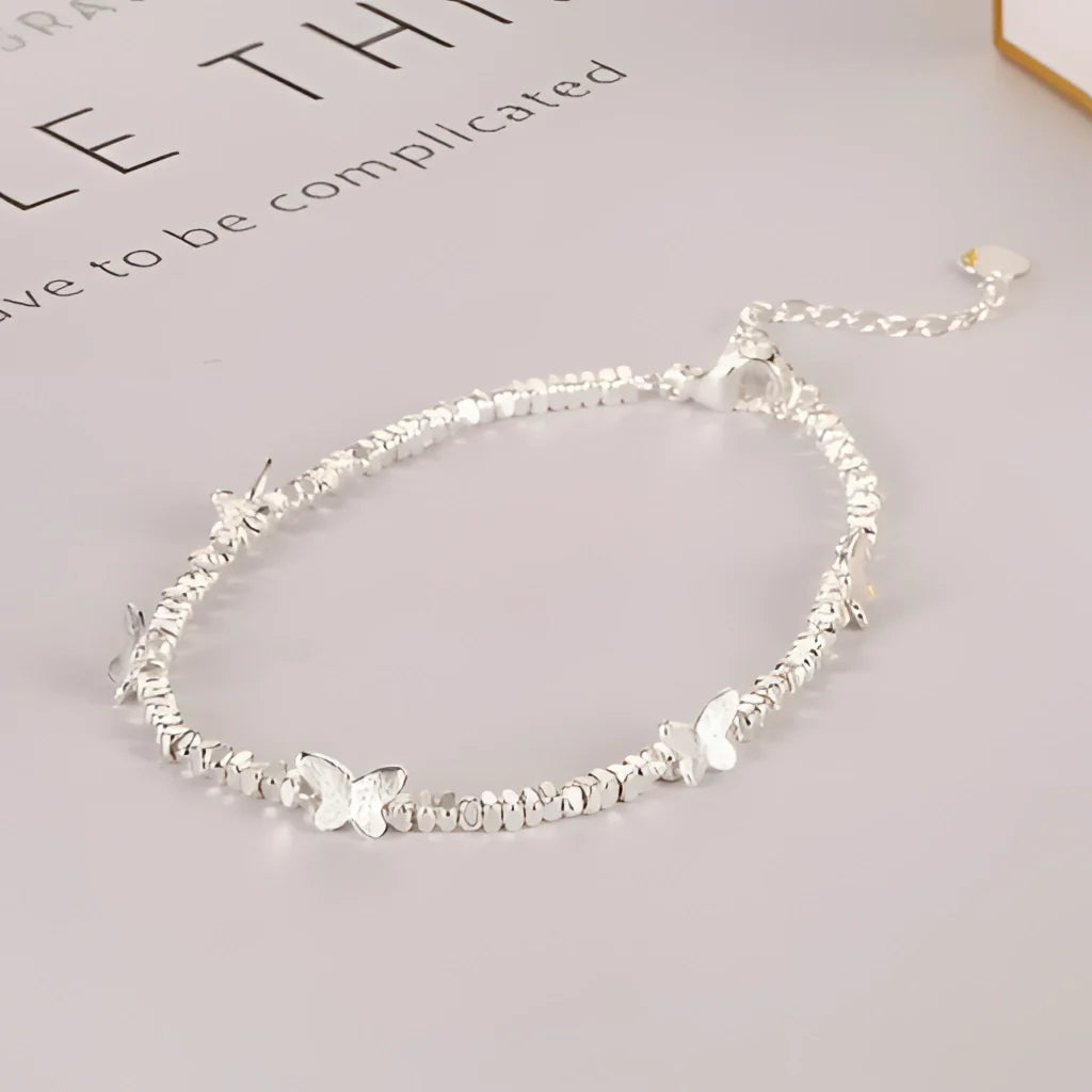 Versilbertes Schmetterlings-Charm-Armband – verstellbarer, eleganter Schmuck