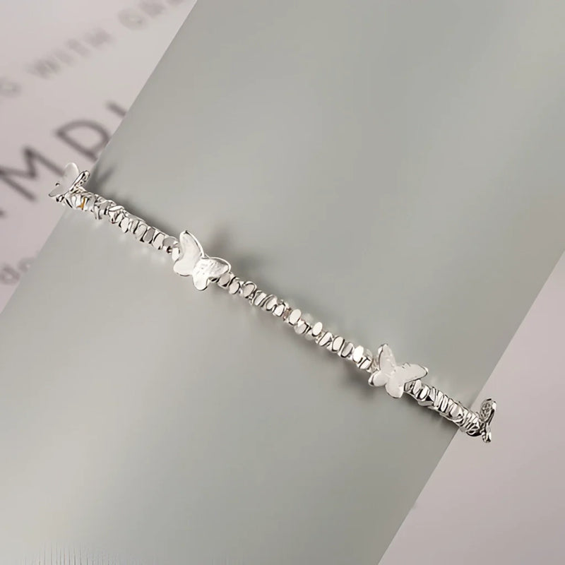 Versilbertes Schmetterlings-Charm-Armband – verstellbarer, eleganter Schmuck