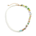 Trendy Boho Chic Perlen Choker | Bunte Kristall & asymmetrische Perlen Halskette