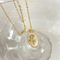 Vintage Kamee Halskette - Gold Botanischer Floraler Relief Anhänger