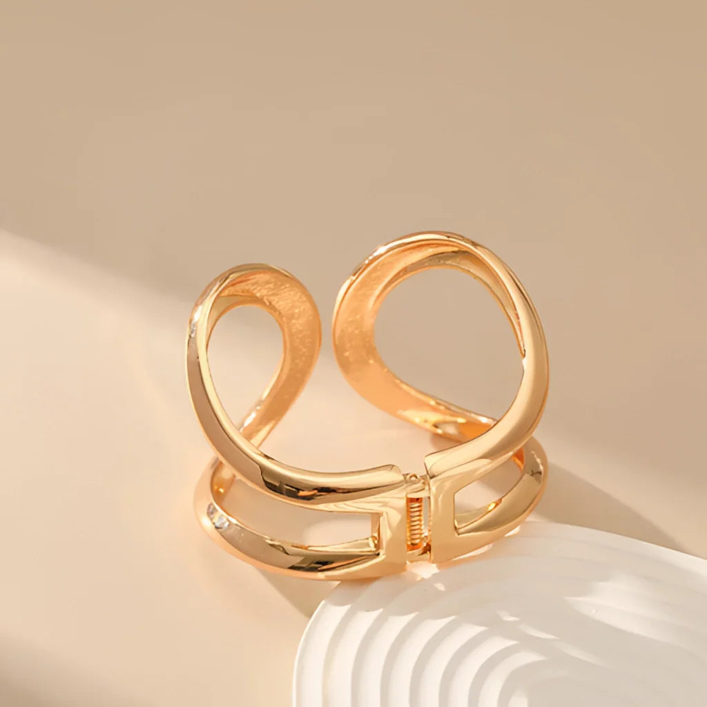 Luxuriöser verstellbarer Goldring mit Doppelband - Skulpturaler Designerschmuck