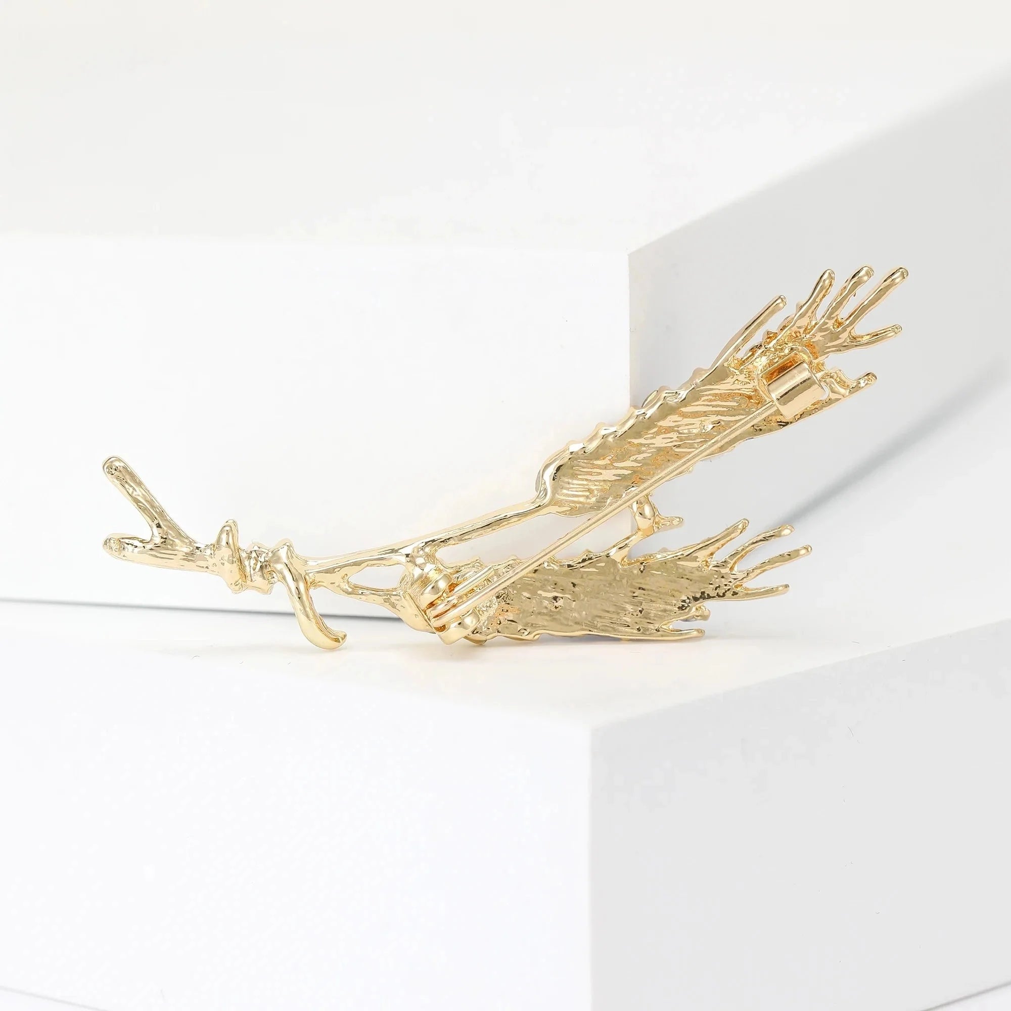 Luxuriöse Weizenbrosche mit blauem/gelbem Saphir – goldene Edelstein-Anstecknadel