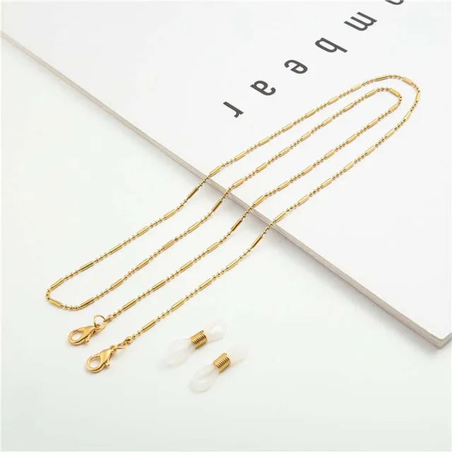 Luxuriöse Brillenkette aus Perlen und Gold | Stilvoller Brillenhalter mit Perlen