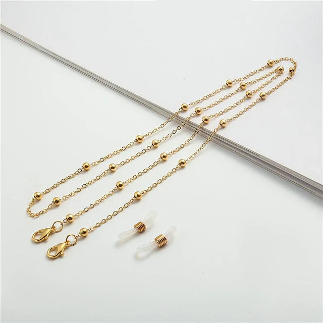 Luxuriöse Brillenkette aus Perlen und Gold | Stilvoller Brillenhalter mit Perlen