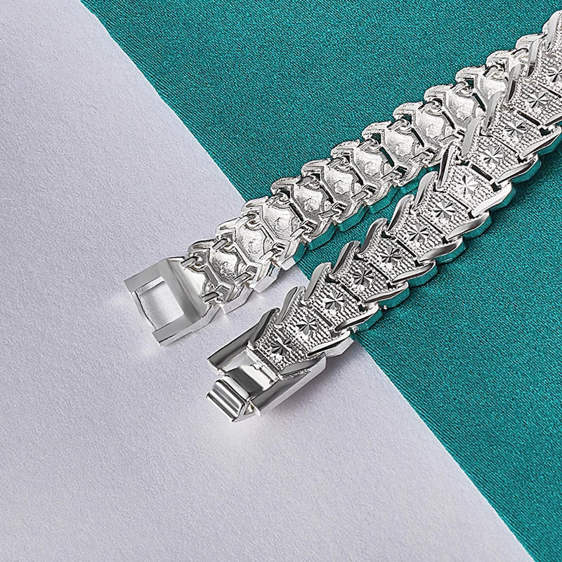 925 Sterling Silver Wide Wristband Bracelet