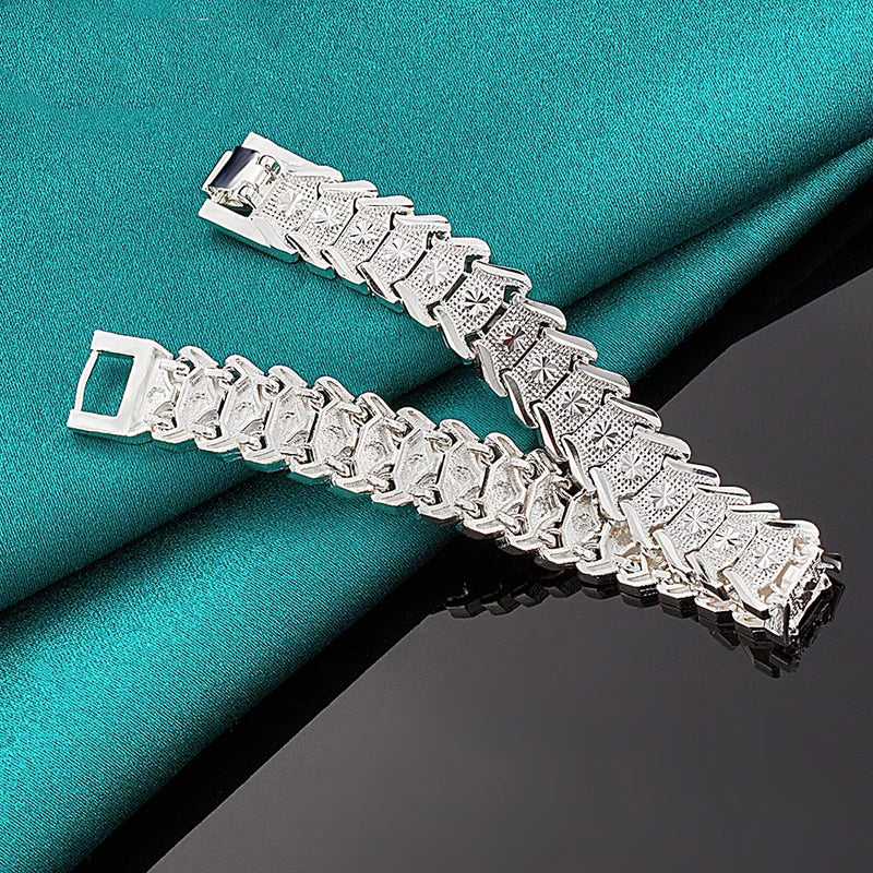925 Sterling Silver Wide Wristband Bracelet