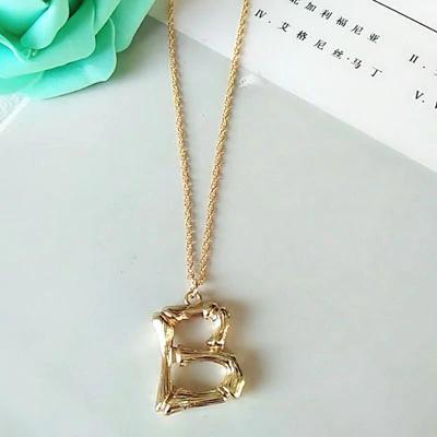 Bambus inspirierte Naturliebhaber Alphabet Halskette